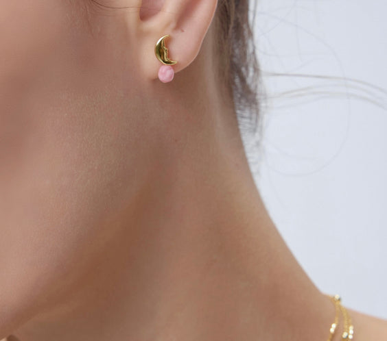 Moon Earrings on model close-up styling - FREQNC atelier