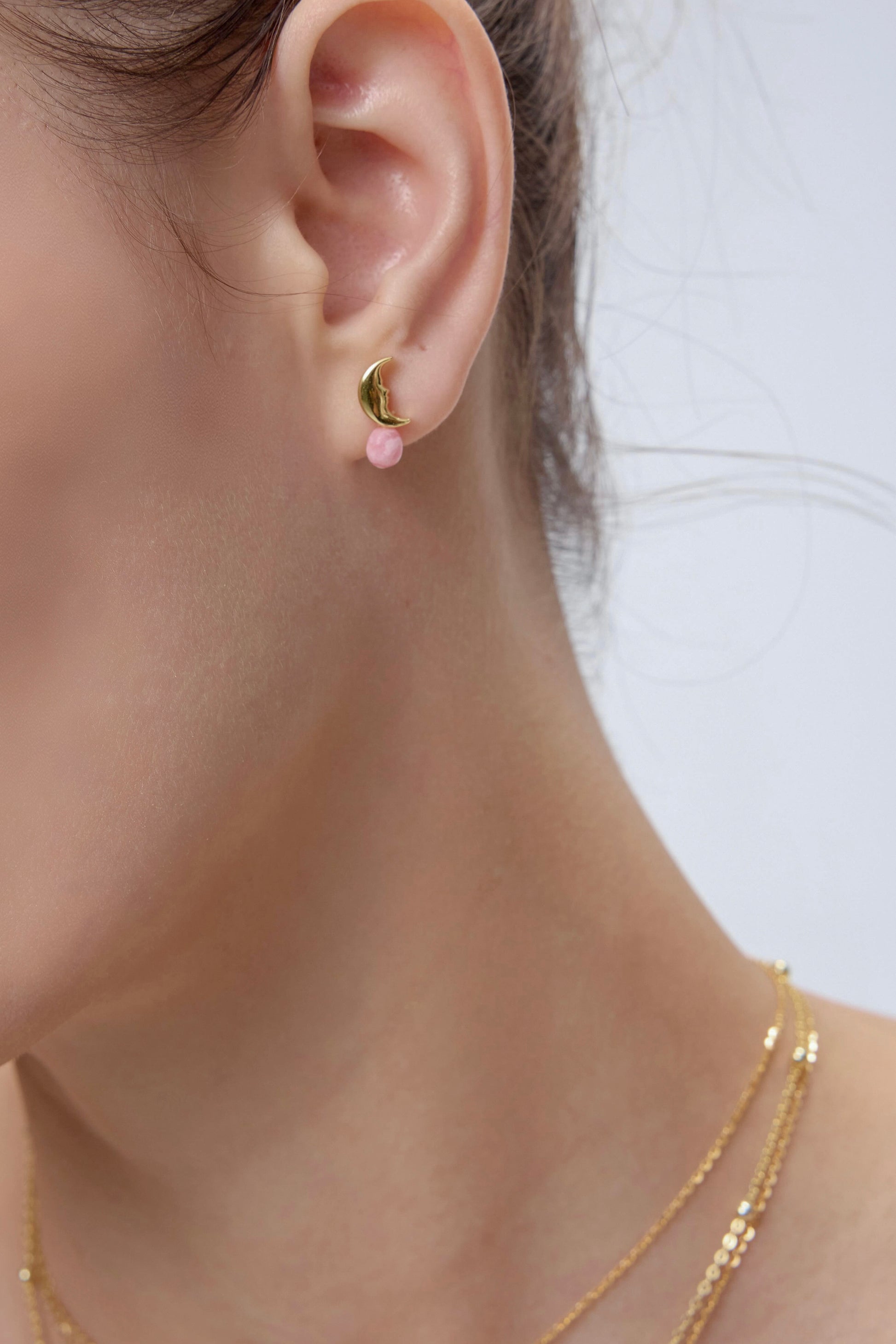 Moon Earrings on model close-up styling - FREQNC atelier