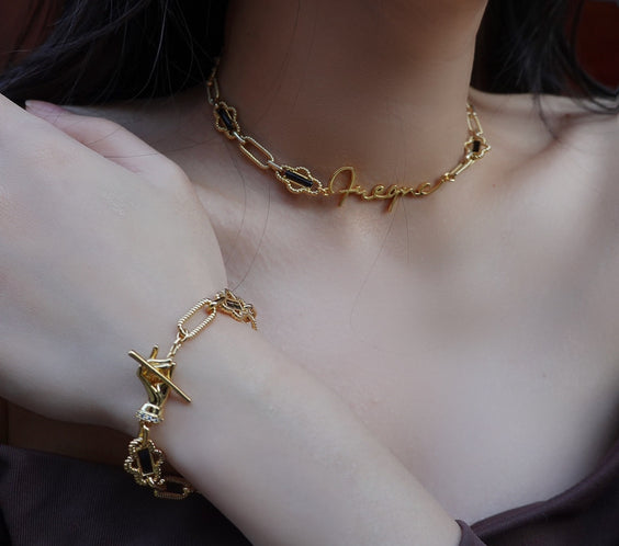Apana Necklace wrapped as bracelet styling - FREQNC