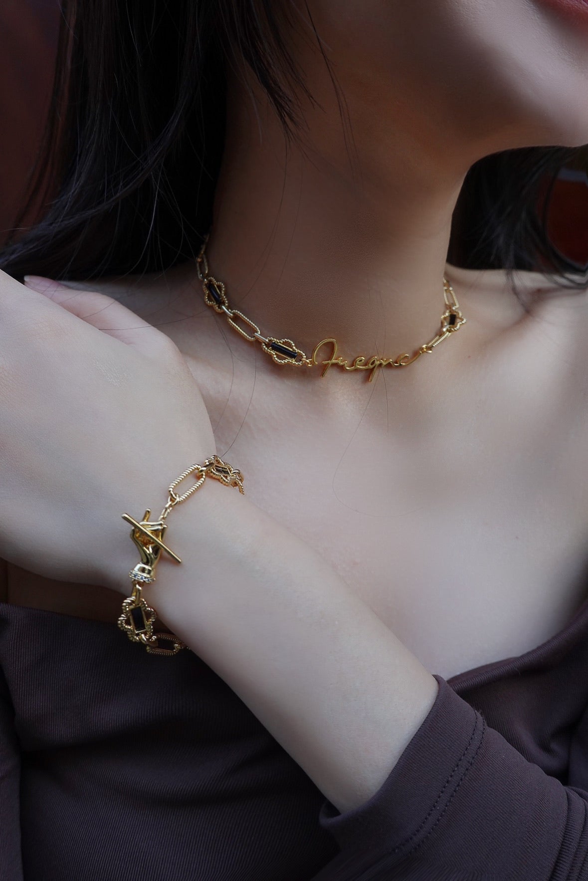 Apana Necklace wrapped as bracelet styling - FREQNC