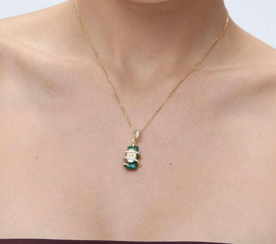 Spirit Animal Talisman pendant styling with gold chain necklace - FREQNC