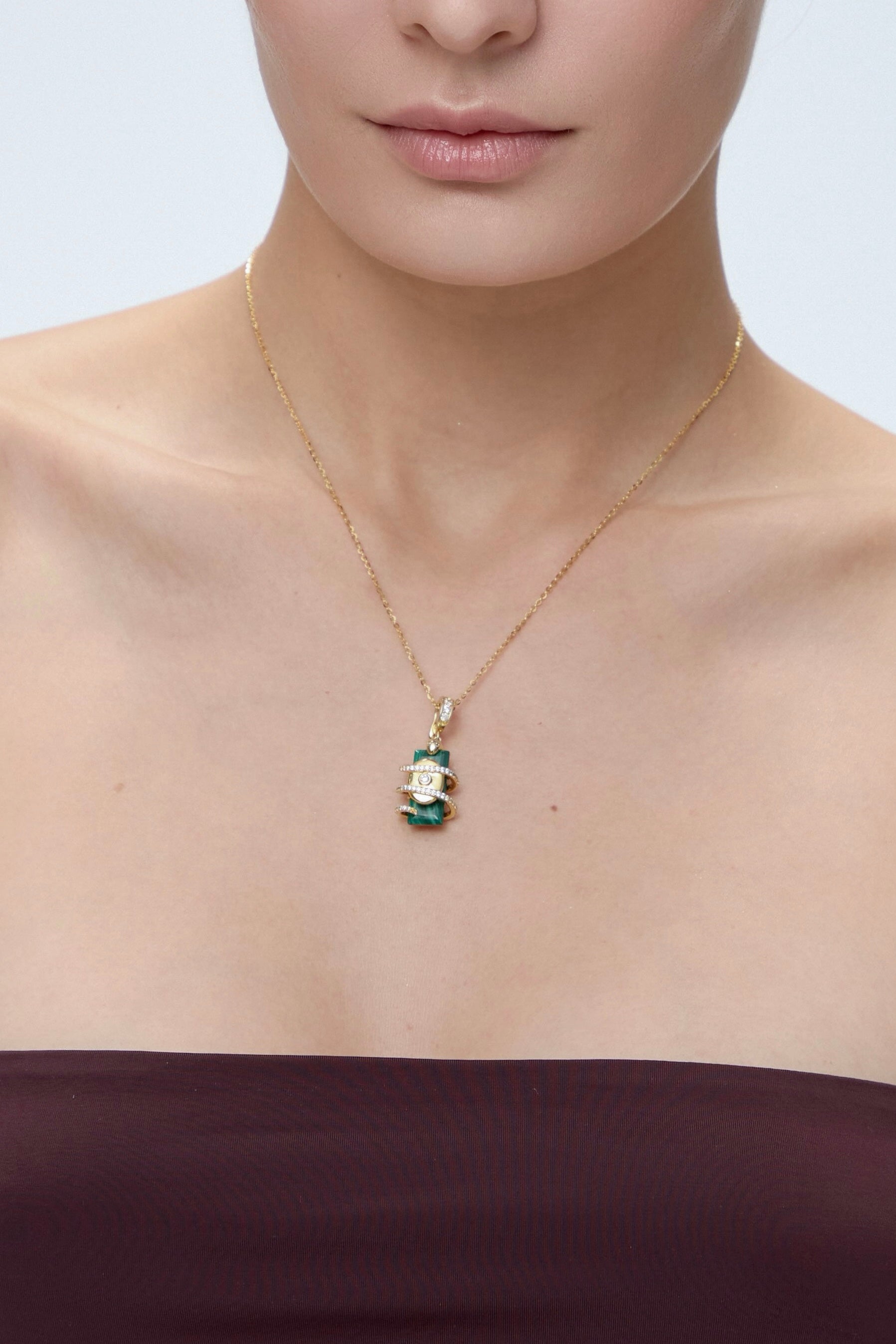 Spirit Animal Talisman pendant styling with gold chain necklace - FREQNC