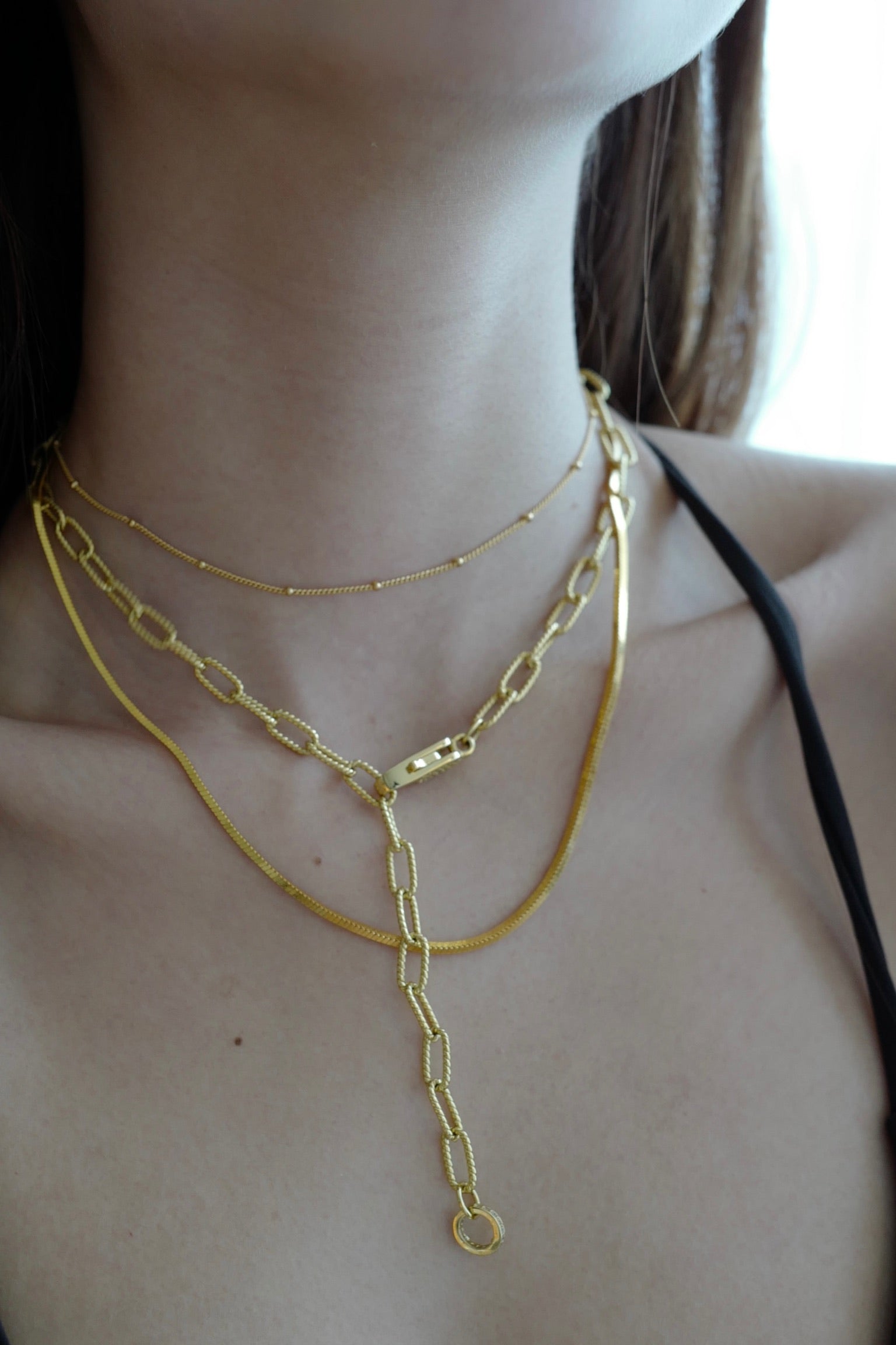 Argento Snake Chain paired with Baddie Buckle Necklace - FREQNC