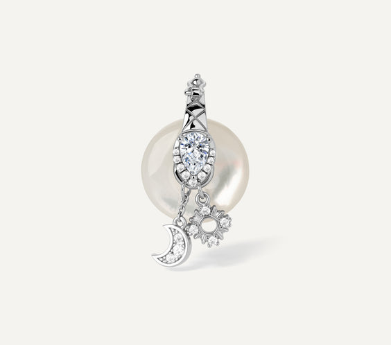 Ouroboros Charm with mother of pearl crystal - FREQNC atelier