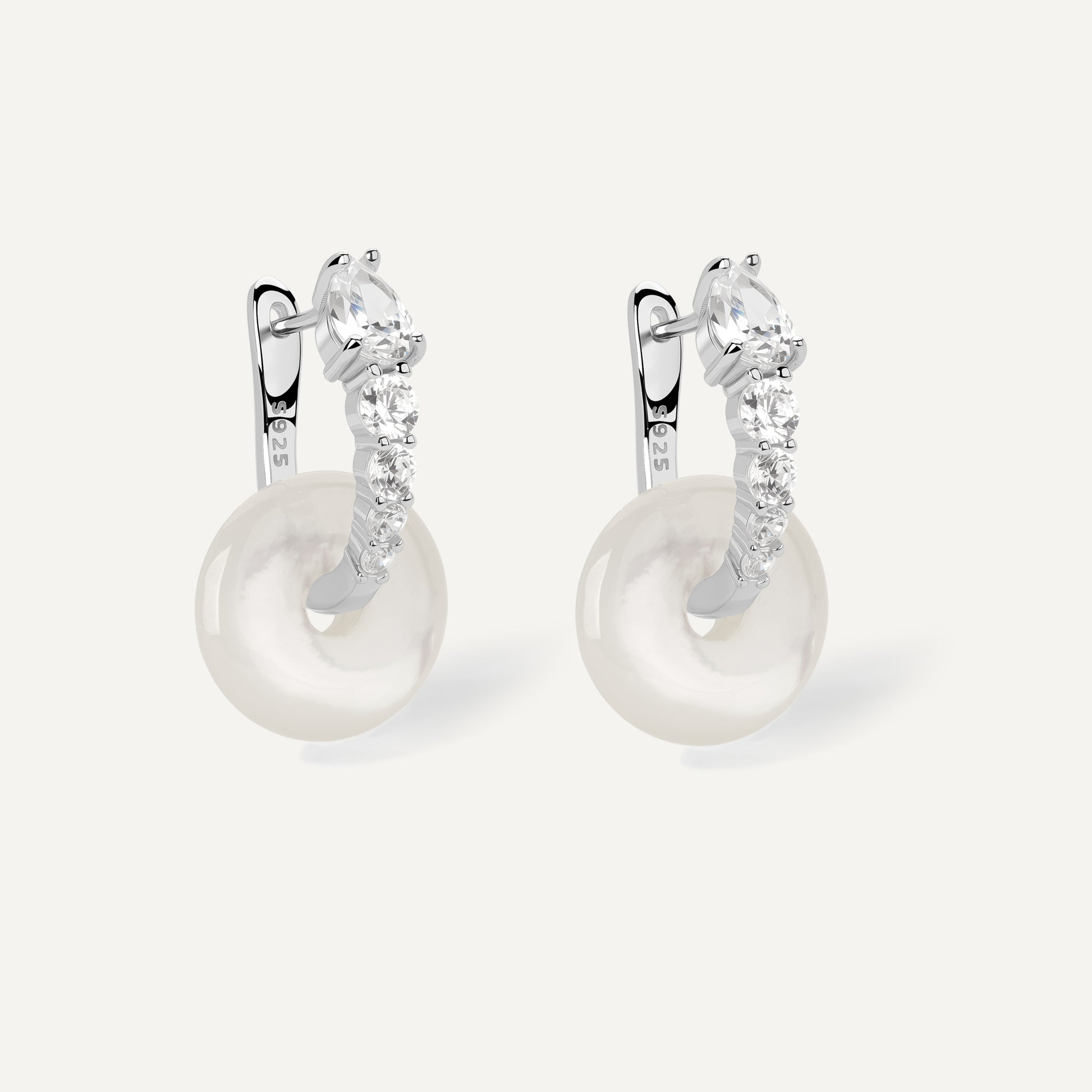 Ouroboros Earrings with mother of pearl crystal - FREQNC