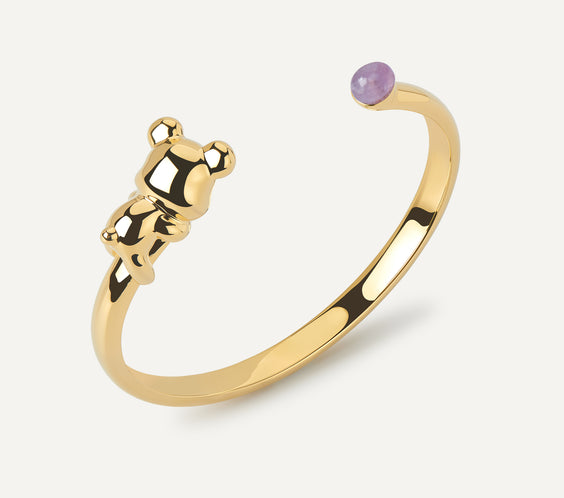 Cuddly Bear Bangle with amethyst crystal - FREQNC atelier