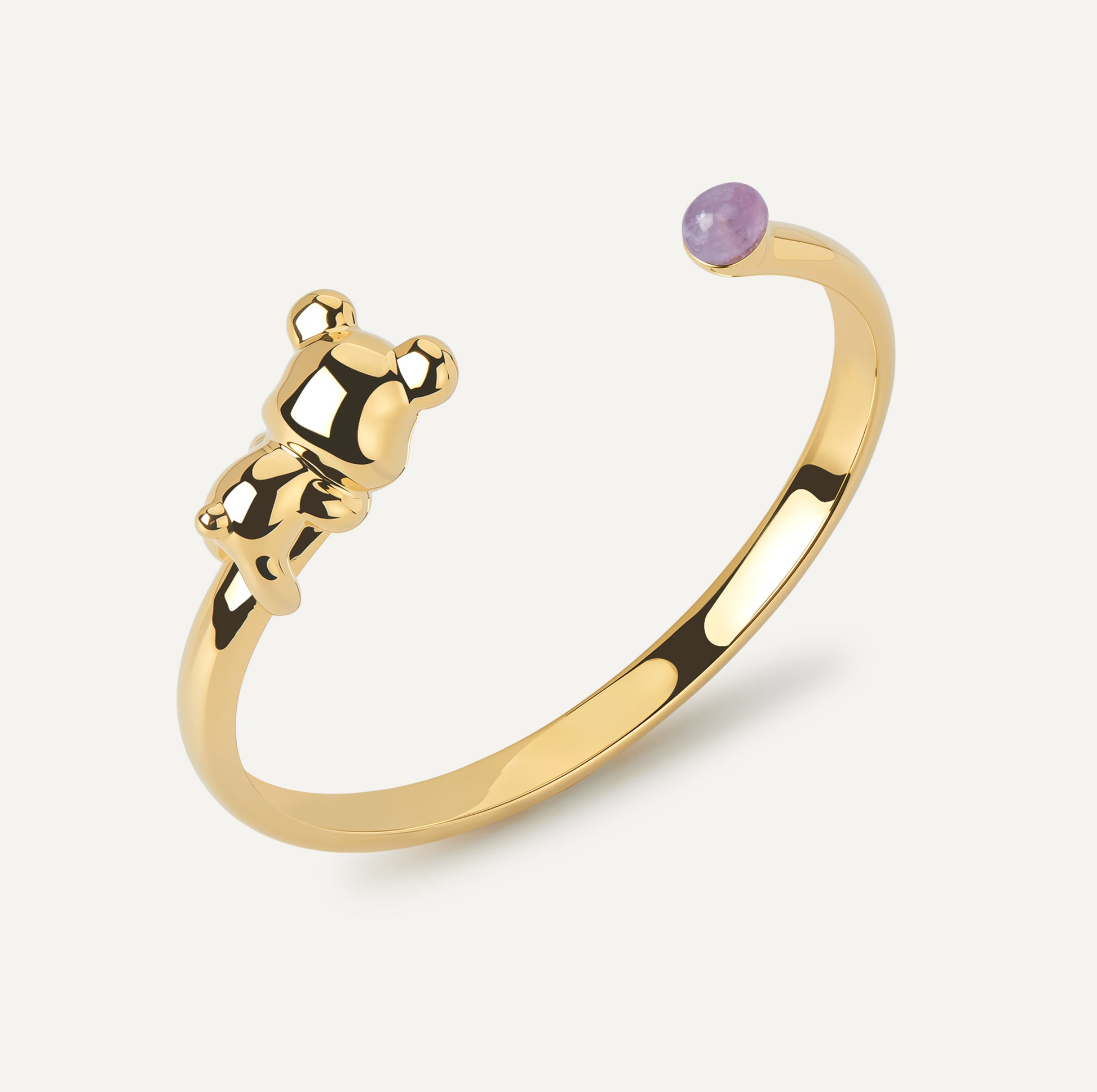 Cuddly Bear Bangle with amethyst crystal - FREQNC atelier