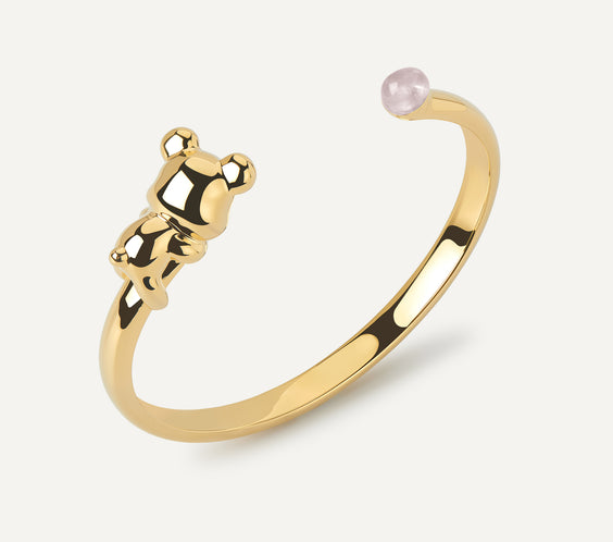 Cuddly Bear Bangle with rose quartz crystal - FREQNC atelier