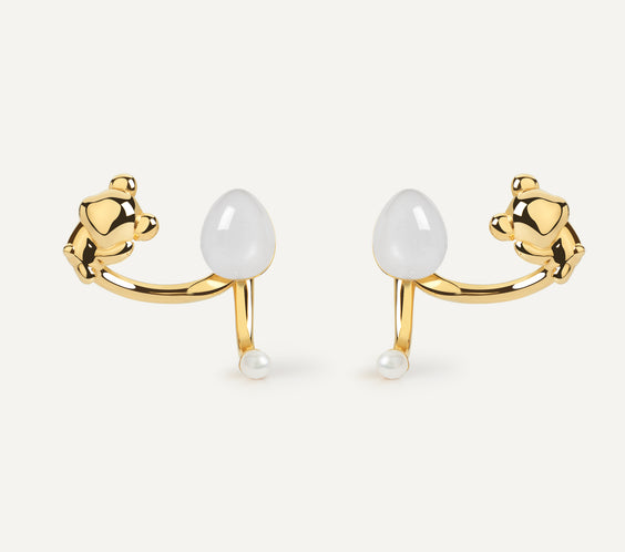 Cuddly Bear Earrings with moonstone crystal - FREQNC atelier