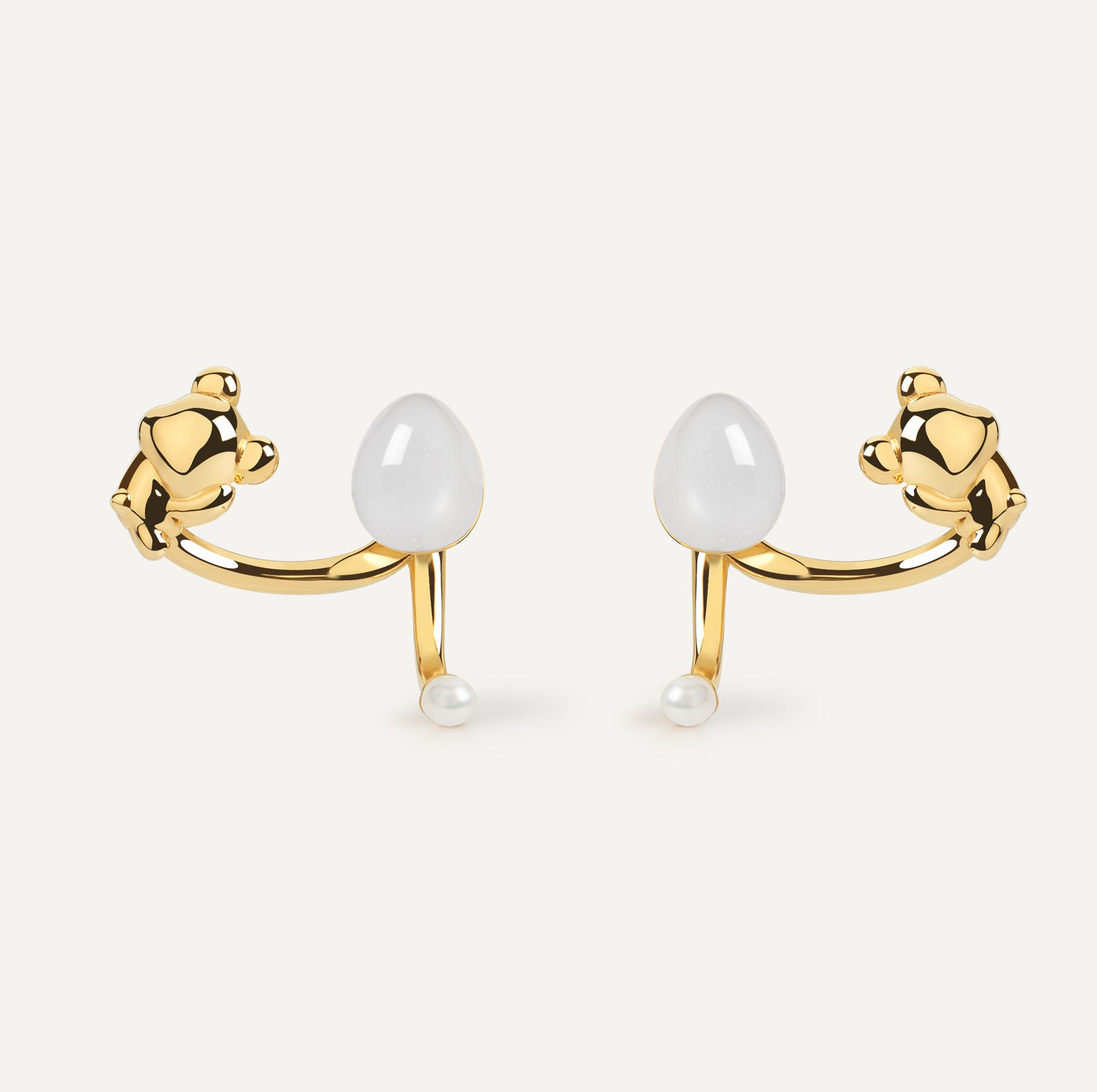 Cuddly Bear Earrings with moonstone crystal - FREQNC atelier