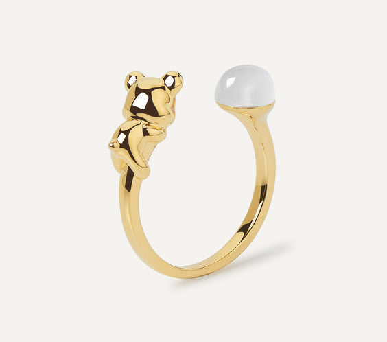 Cuddly Bear Ring gold with moonstone crystal - FREQNC atelier