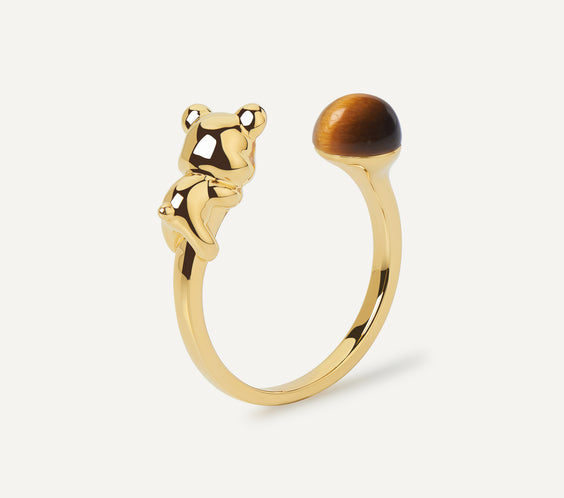 Cuddly Bear Ring gold with tiger's eye crystal - FREQNC atelier