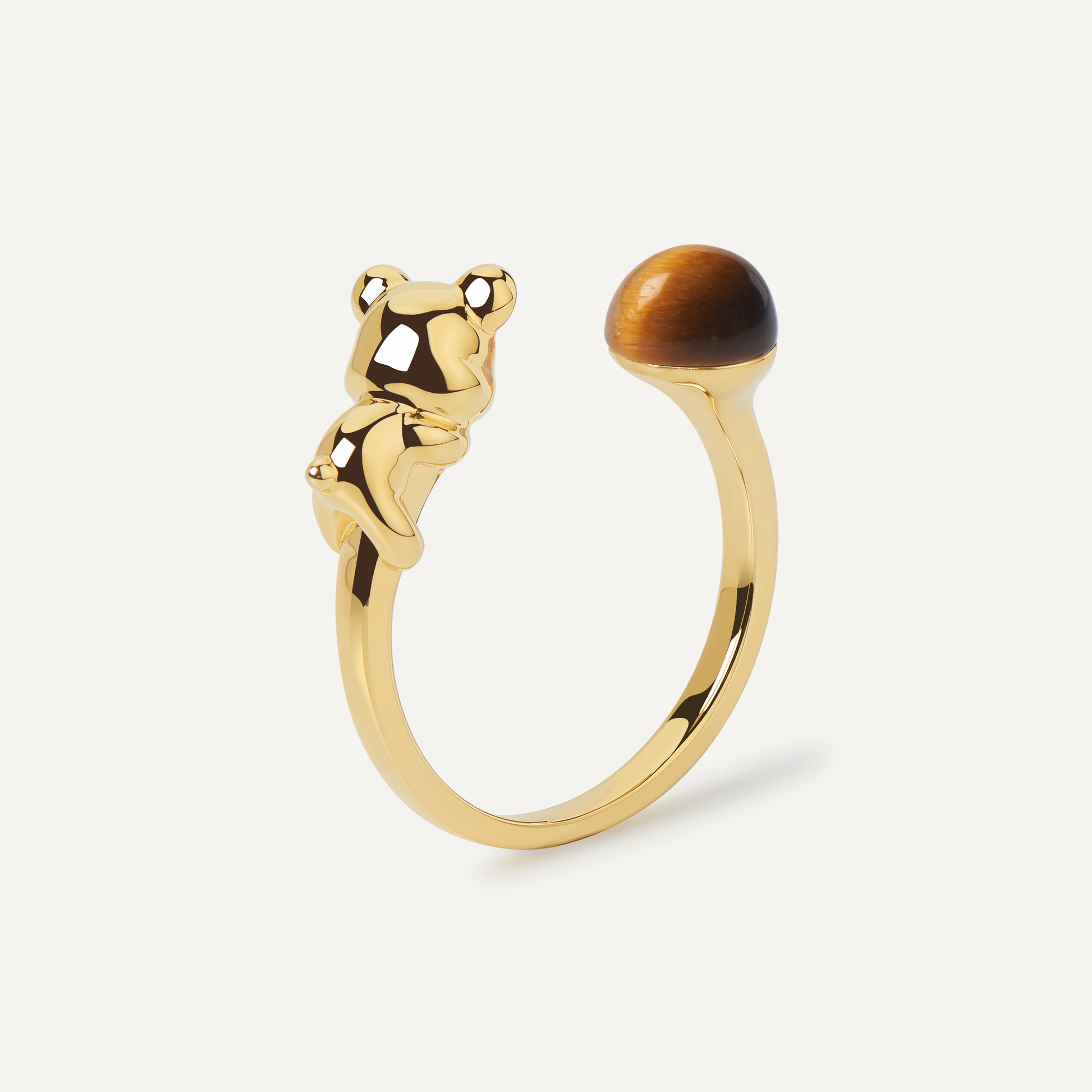 Cuddly Bear Ring gold with tiger's eye crystal - FREQNC atelier