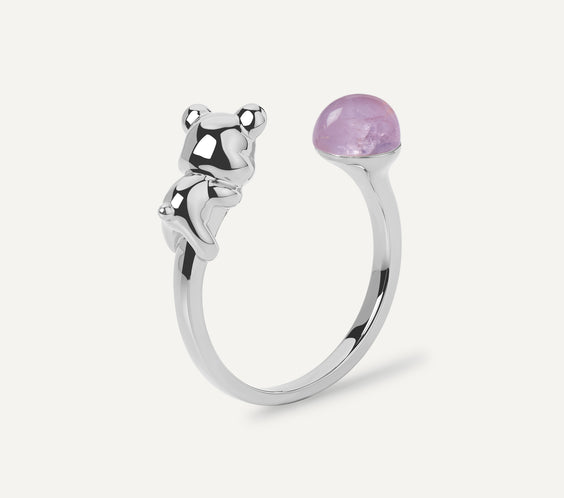 Cuddly Bear Ring silver with amethyst crystal - FREQNC atelier