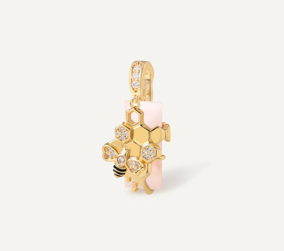 HexaMyst Bee Charm crystal talisman pendant with interchangeable gemstone - FREQNC atelier
