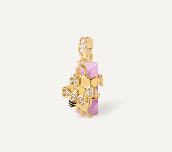 HexaMyst Bee Charm magnetic crystal pendant front view - FREQNC atelier