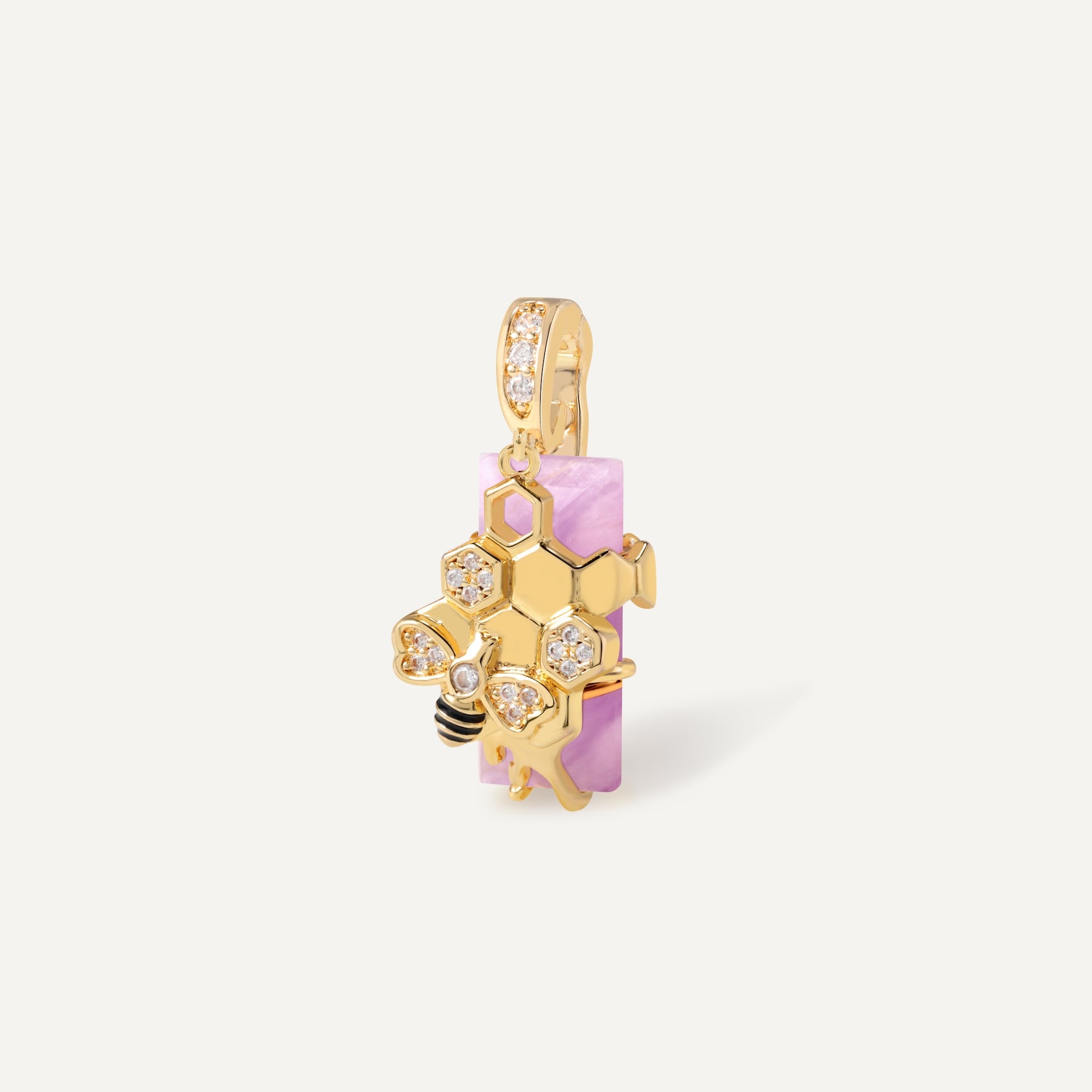 HexaMyst Bee Charm magnetic crystal pendant front view - FREQNC atelier