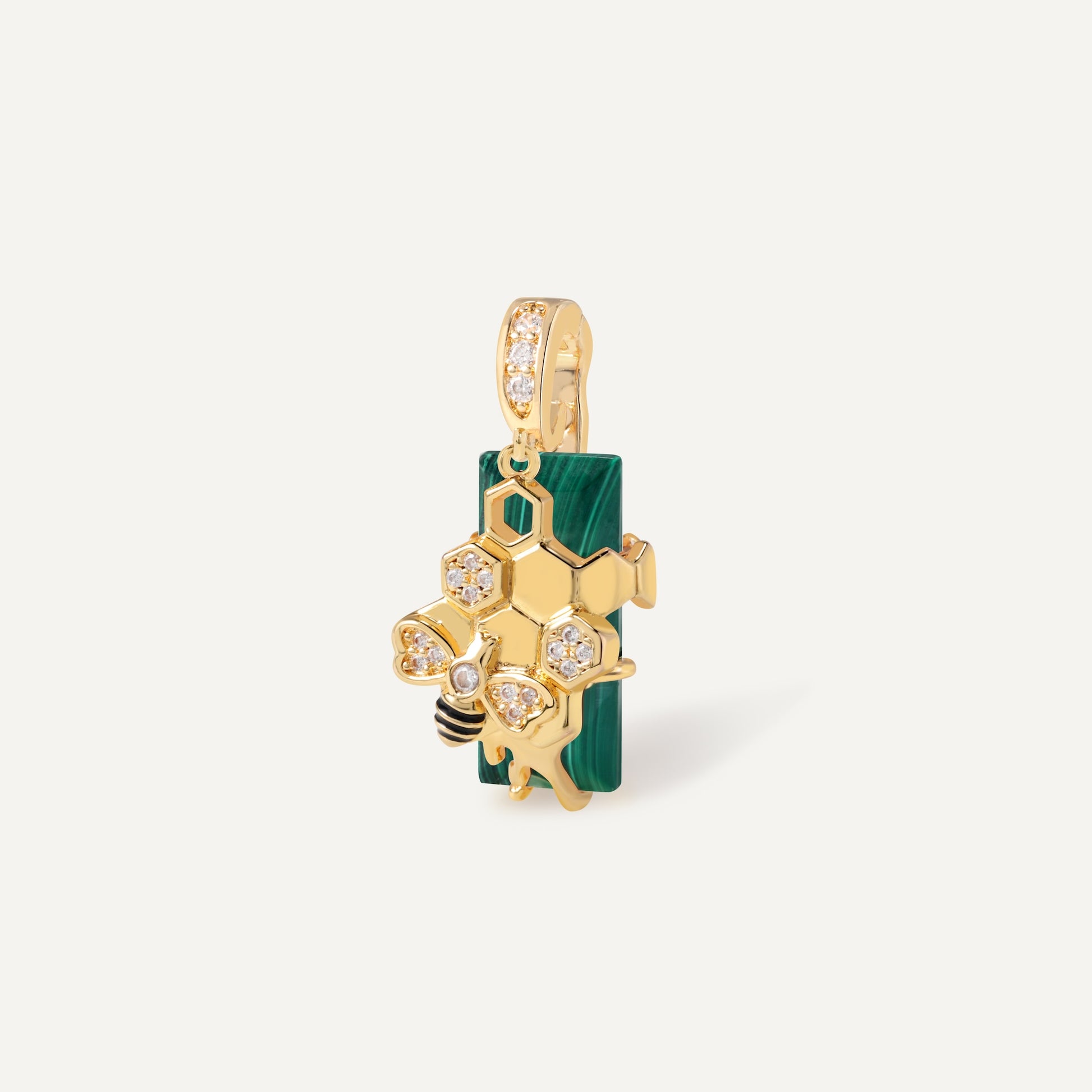 HexaMyst Bee Charm pendant with rose quartz crystal - FREQNC atelier