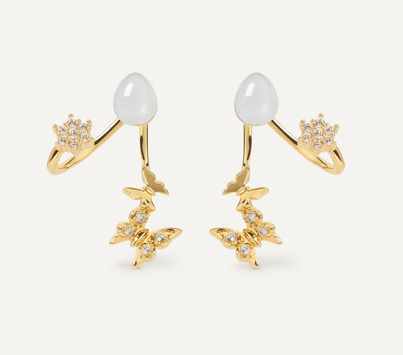 Butterfly Earrings with moonstone crystal - FREQNC atelier