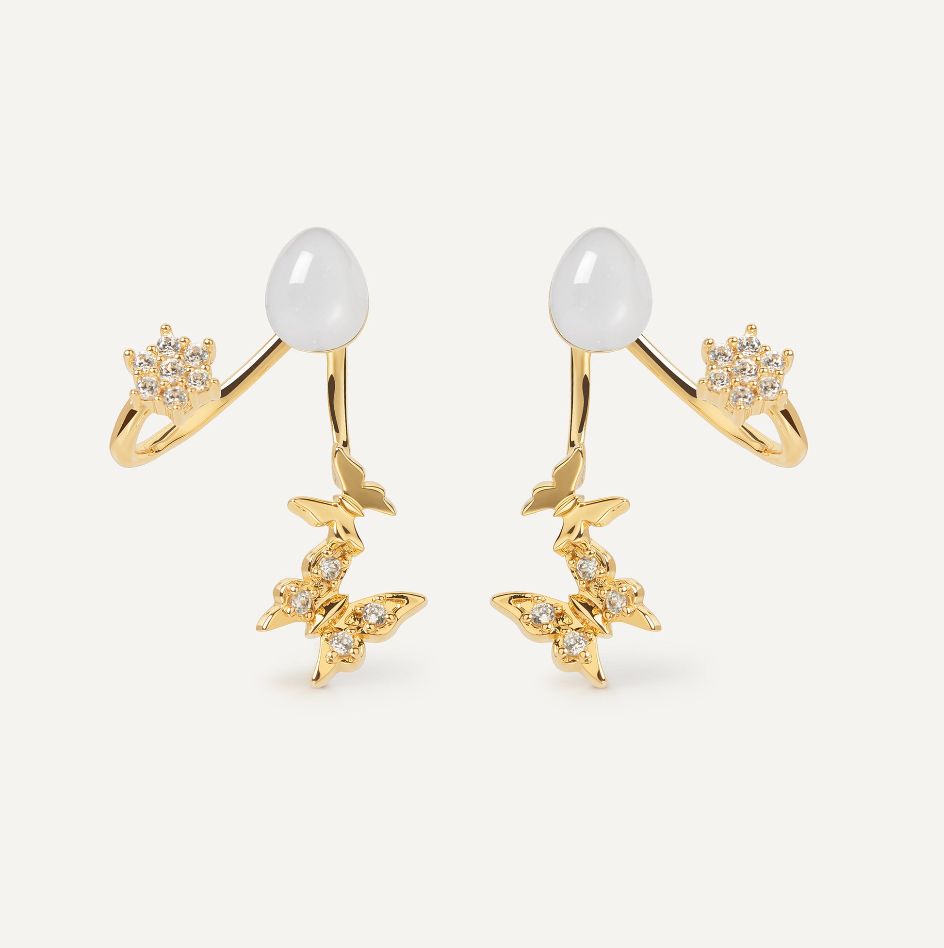 Butterfly Earrings with moonstone crystal - FREQNC atelier