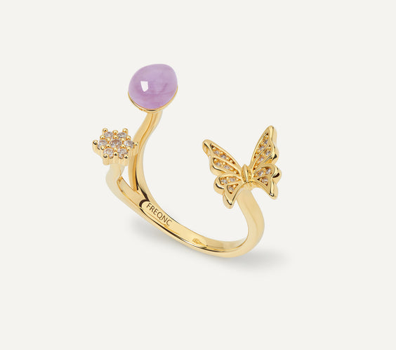 butterfly ring gold amethyst FREQNC atelier