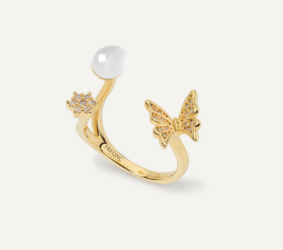butterfly ring gold moonstone FREQNC atelier