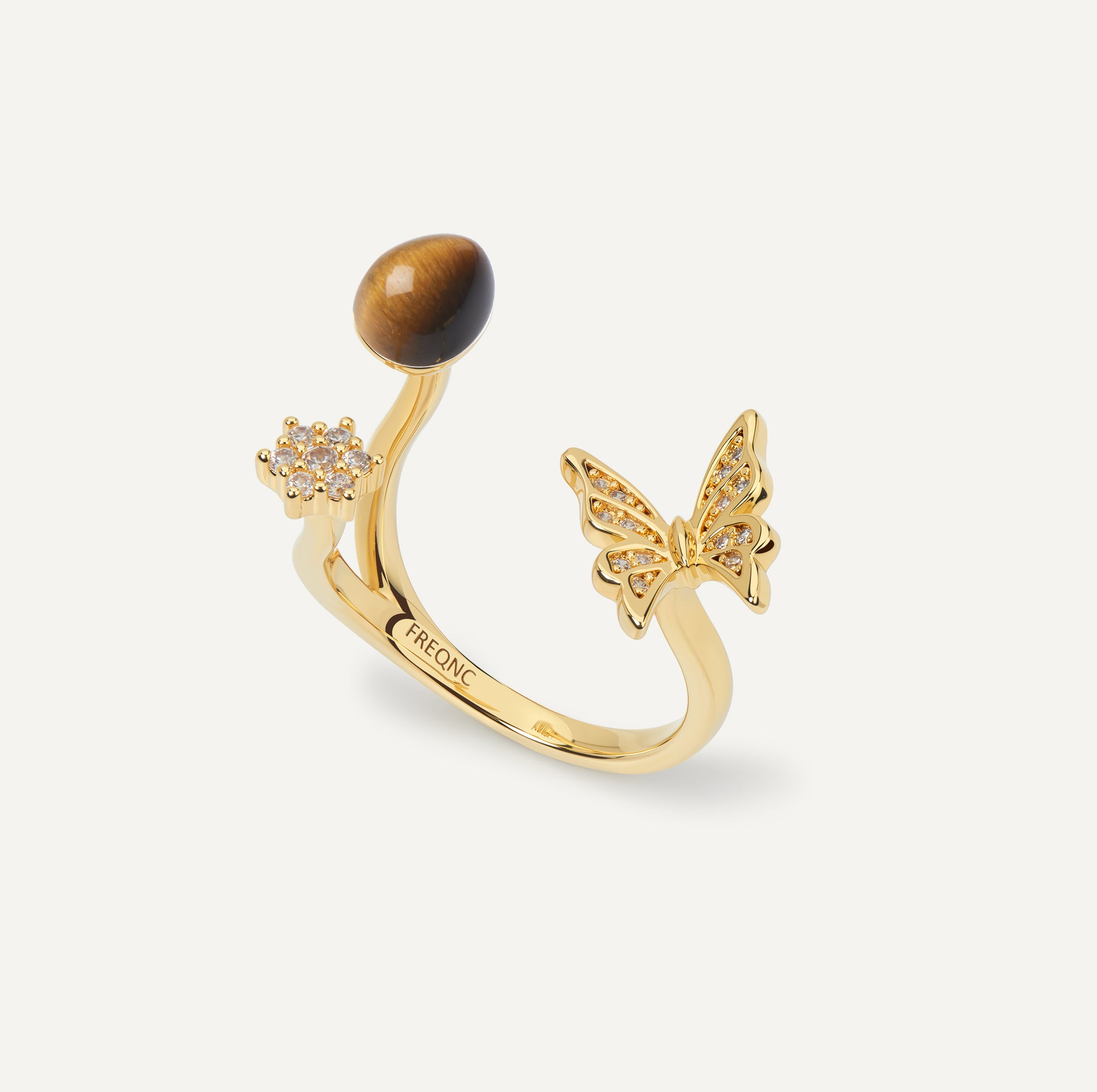 butterfly ring gold tigers eye FREQNC atelier