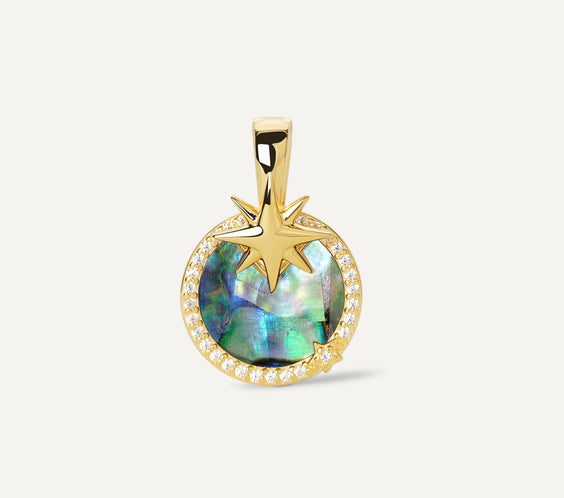 Star Charm sterling silver pendant with natural crystal disc - FREQNC atelier