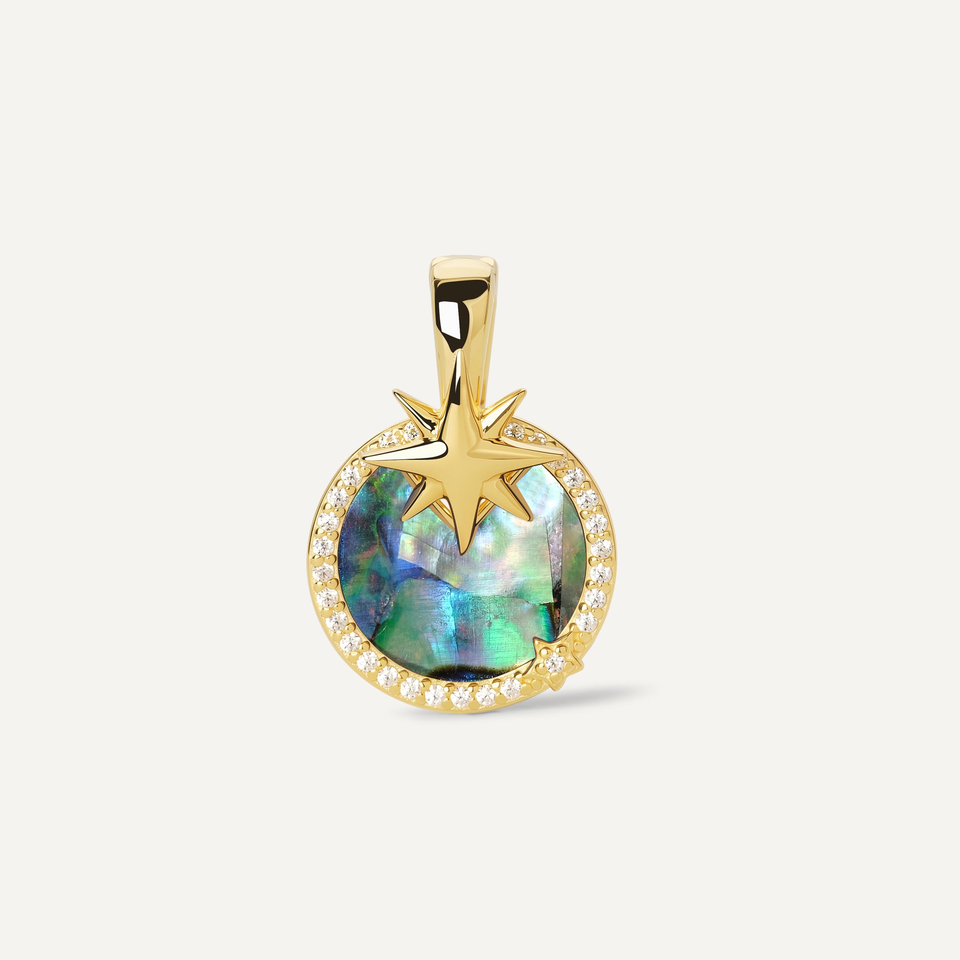 Star Charm sterling silver pendant with natural crystal disc - FREQNC atelier