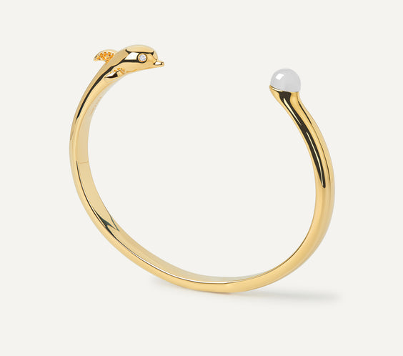 Dolphin Bangle with moonstone crystal - FREQNC atelier