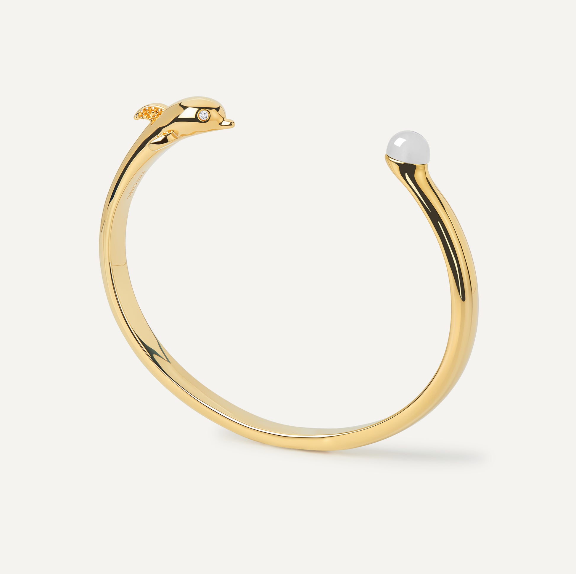 Dolphin Bangle with moonstone crystal - FREQNC atelier