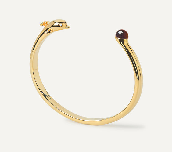 Dolphin Bangle with tiger's eye crystal - FREQNC atelier