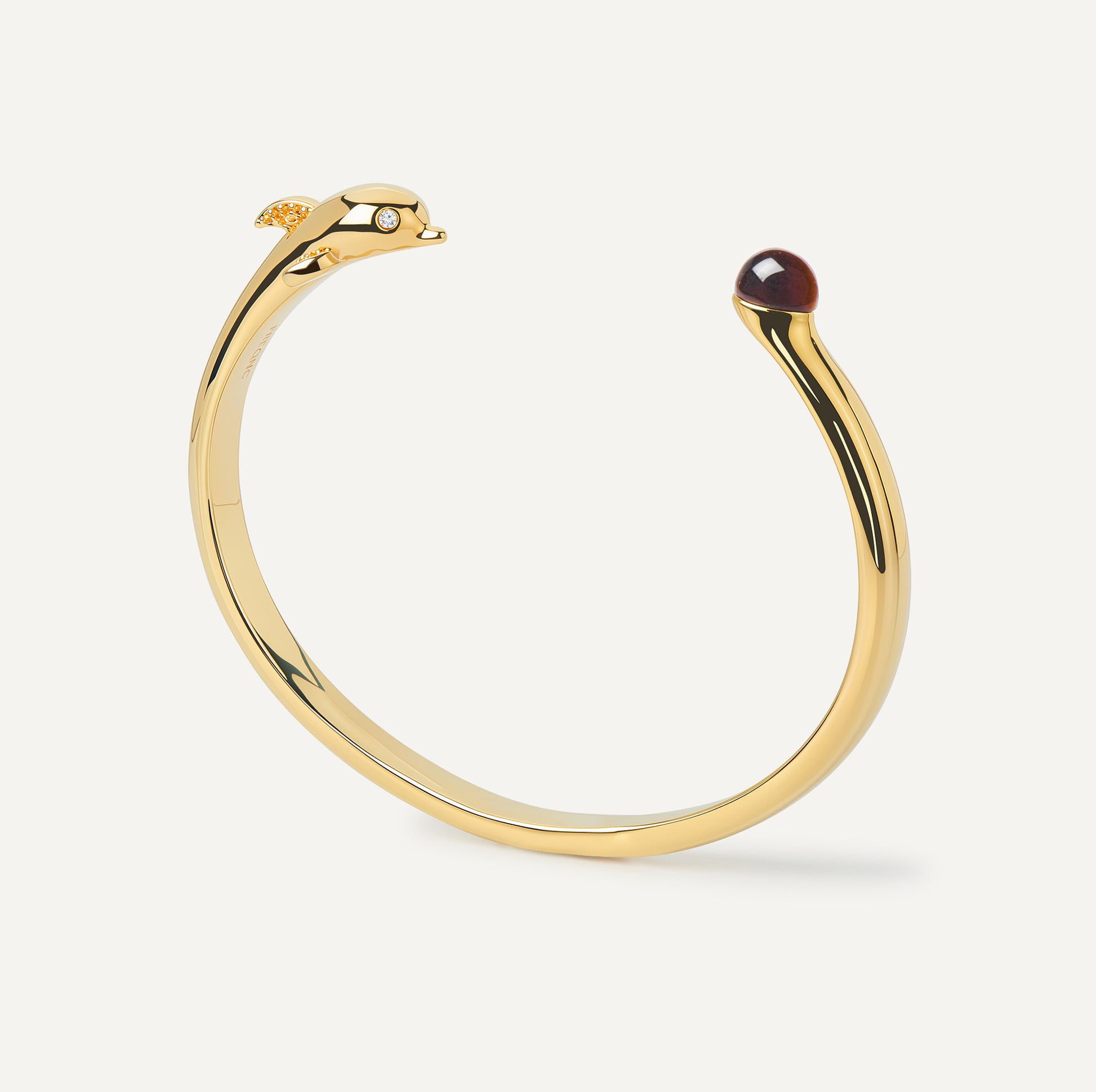 Dolphin Bangle with tiger's eye crystal - FREQNC atelier