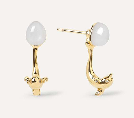 Dolphin Earrings with moonstone crystal - FREQNC atelier