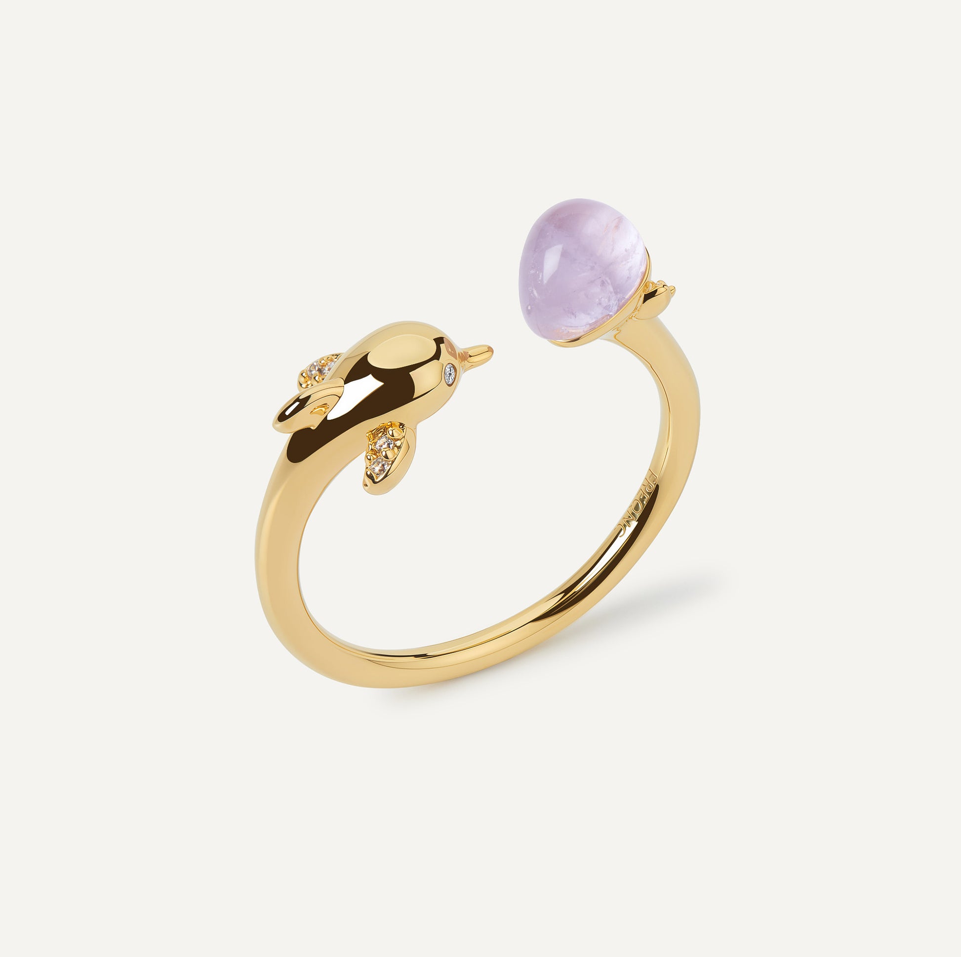 dolphin ring gold amethyst FREQNC atelier