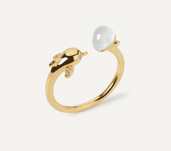dolphin ring gold moonstone FREQNC atelier