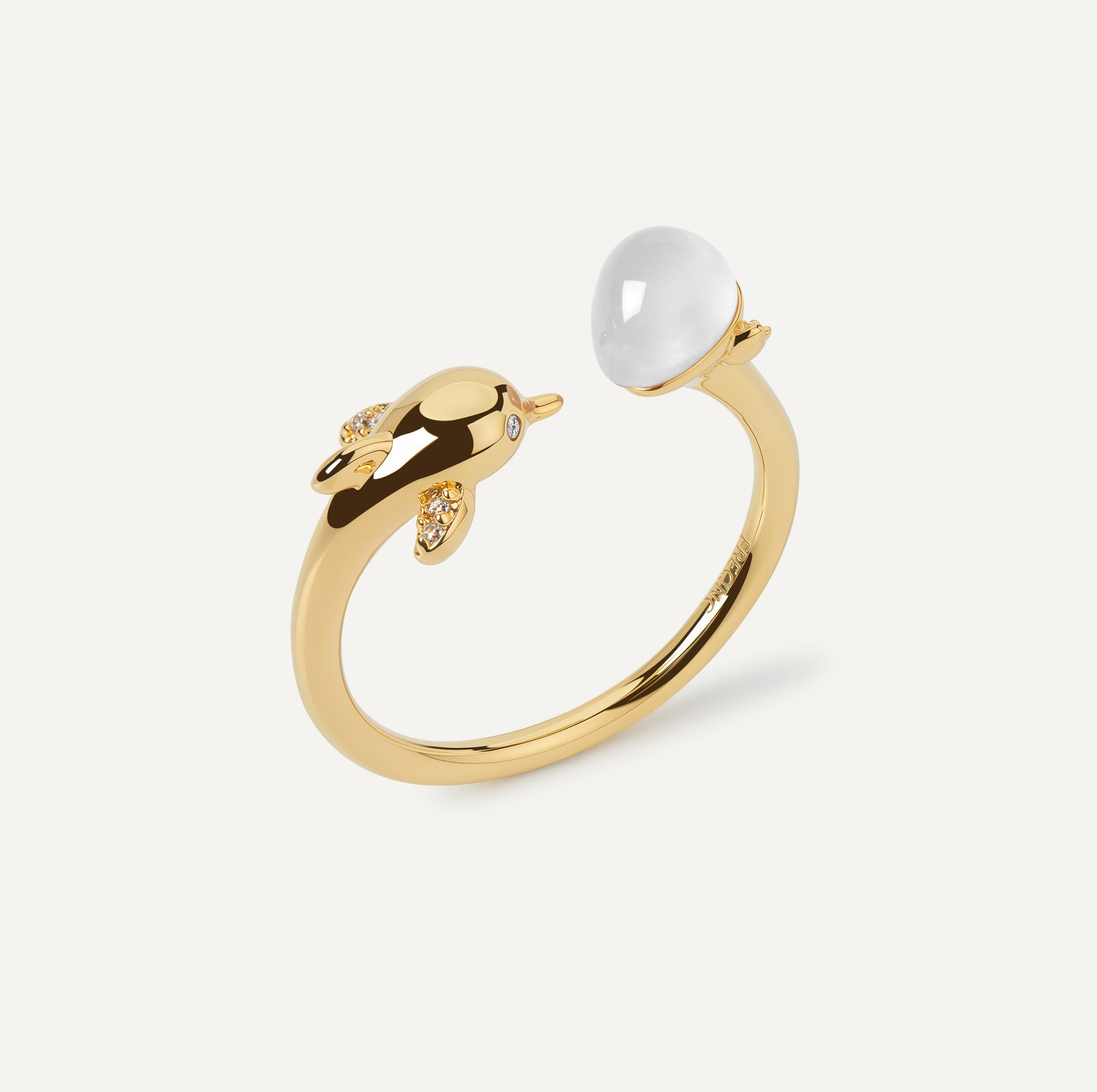 dolphin ring gold moonstone FREQNC atelier