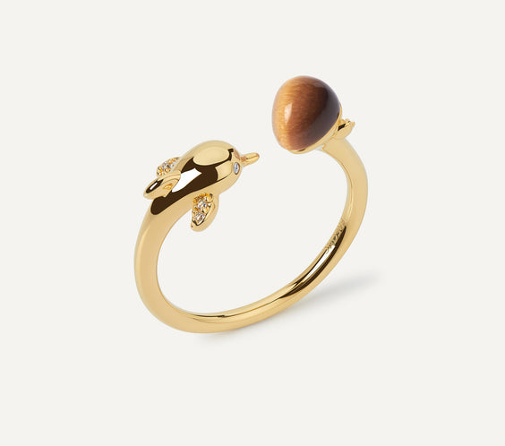 dolphin ring gold tigers eye FREQNC atelier