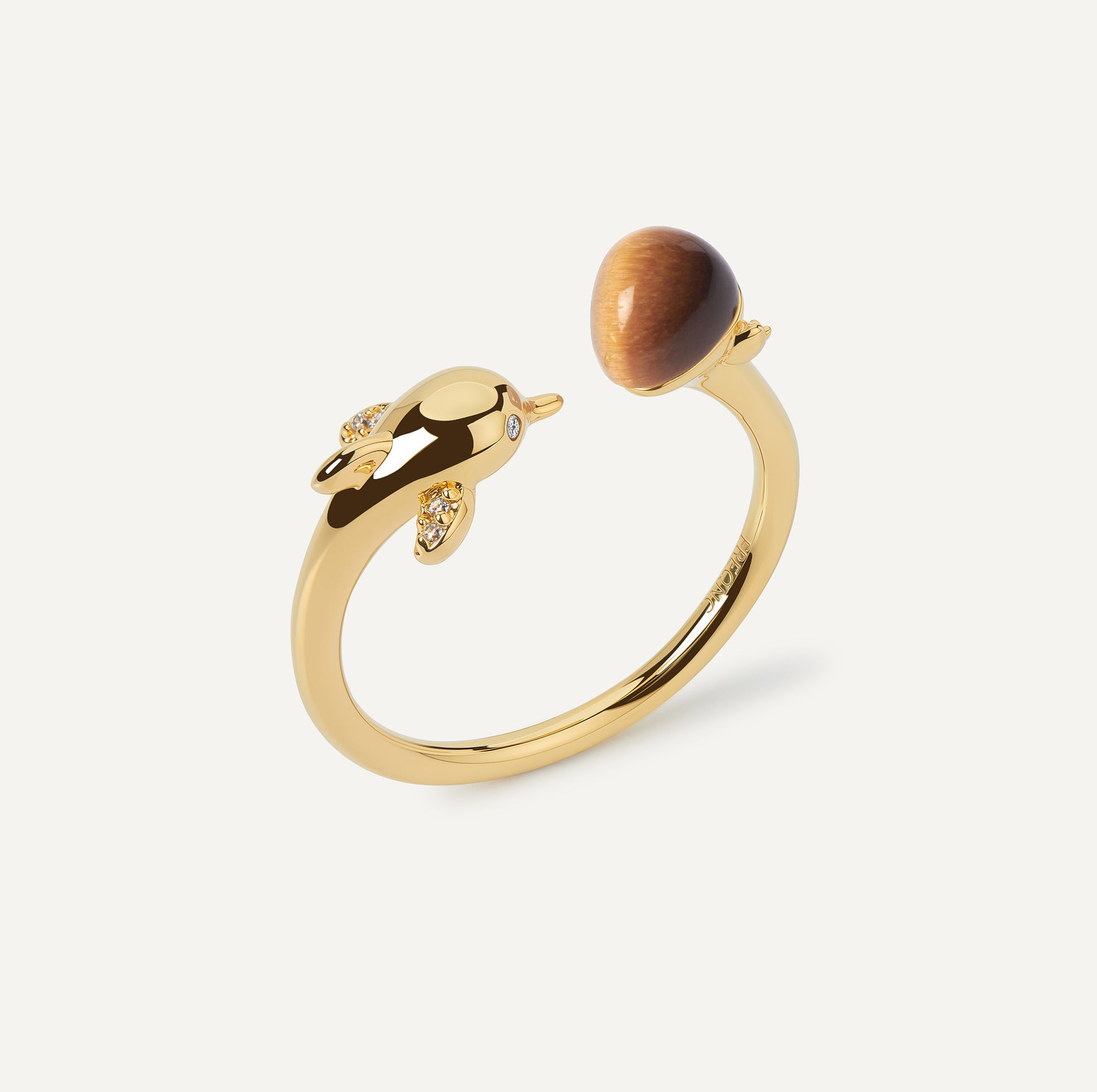 dolphin ring gold tigers eye FREQNC atelier