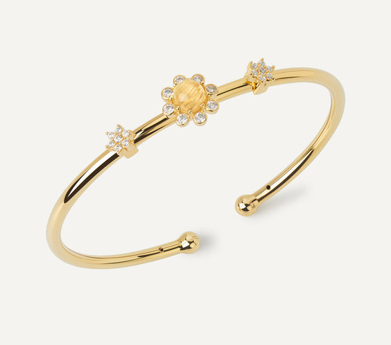 8 petals bangle gold golden rutilated quartz FREQNC atelier