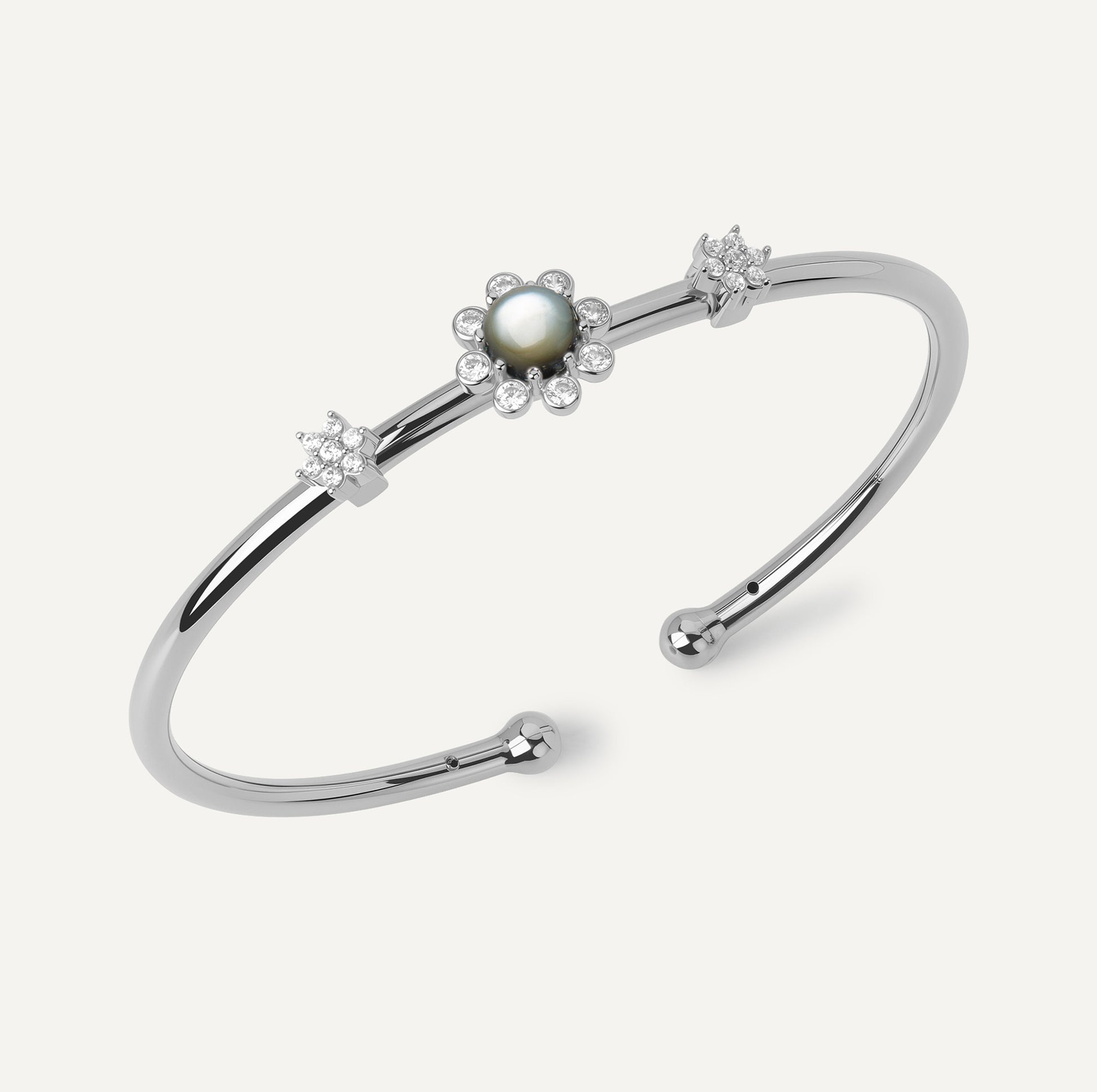 8 petals bangle silver black mother of pearl FREQNC atelier
