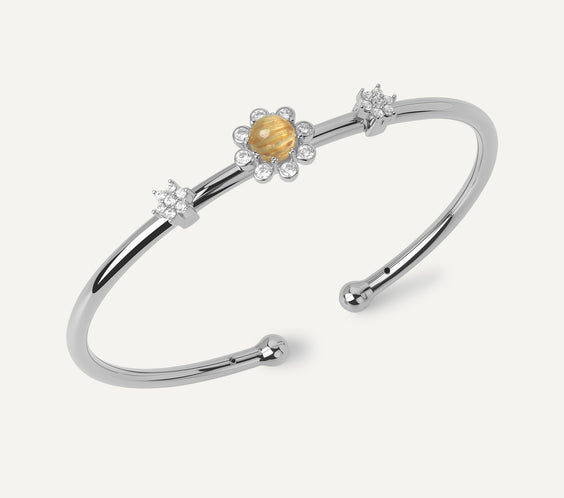 8 petals bangle silver golden rutilated quartz FREQNC atelier
