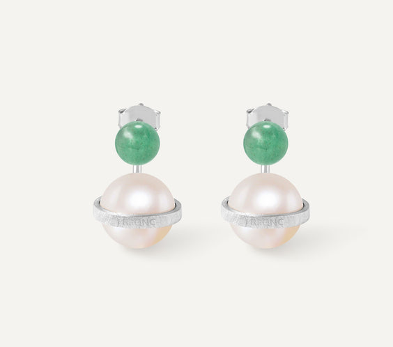 Orphic Cosmic Egg Earrings with aventurine crystal - FREQNC