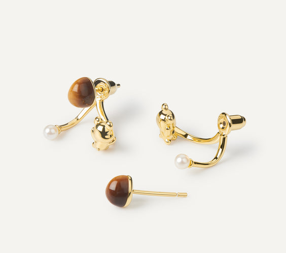 Cuddly Bear Earrings product detail with pearl accent - FREQNC