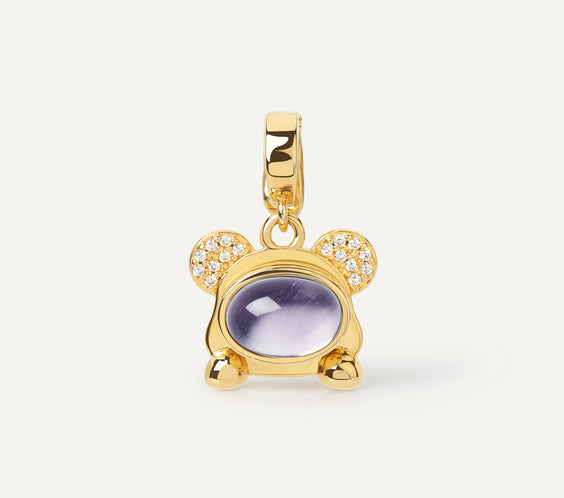 Mini Cuddly Bear Charm with natural crystal detail - FREQNC atelier