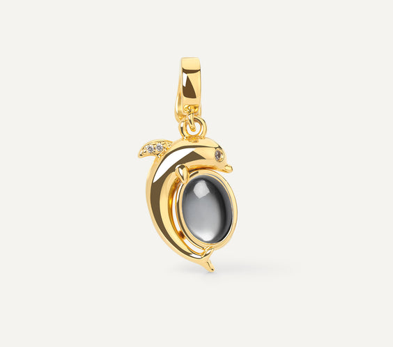 Mini Dolphin Charm with natural crystal detail - FREQNC atelier