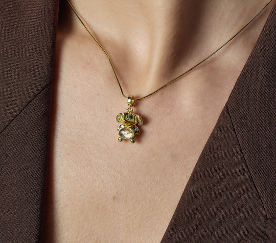 Mini Elephant Charm worn on model detail - FREQNC atelier