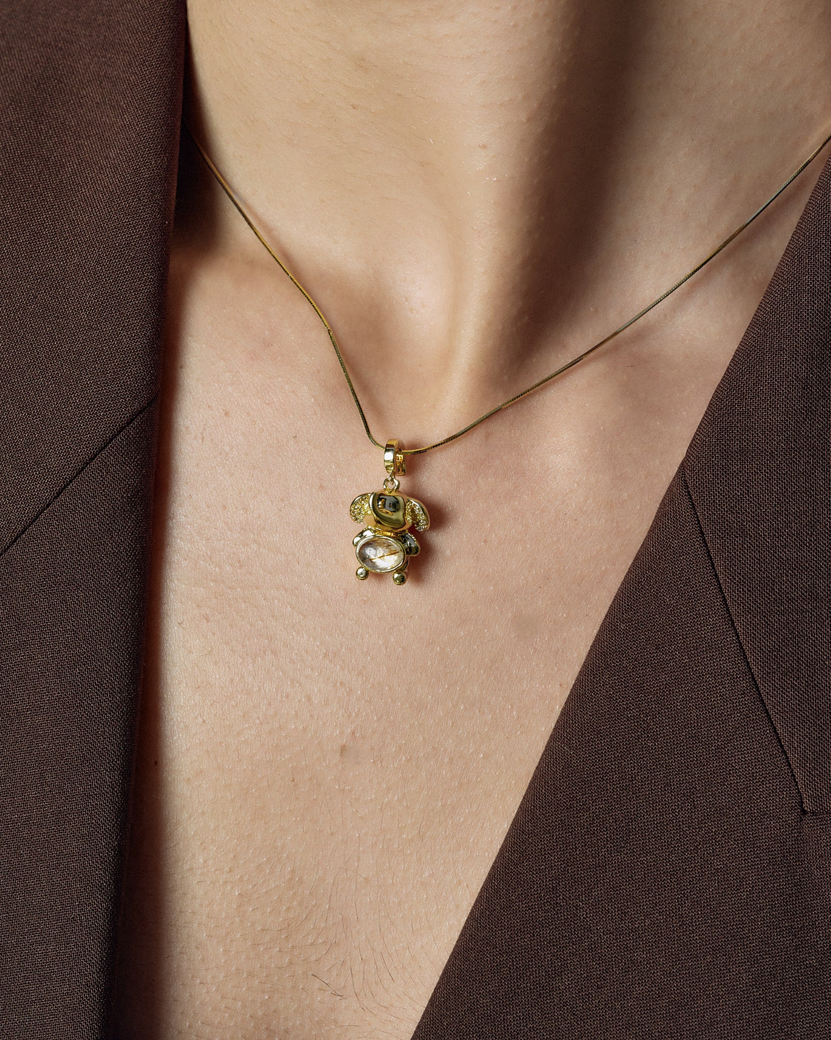 Mini Elephant Charm worn on model detail - FREQNC atelier