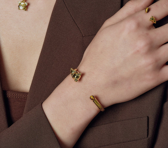 Cuddly Bear Bangle cuff on model wrist styling - FREQNC atelier