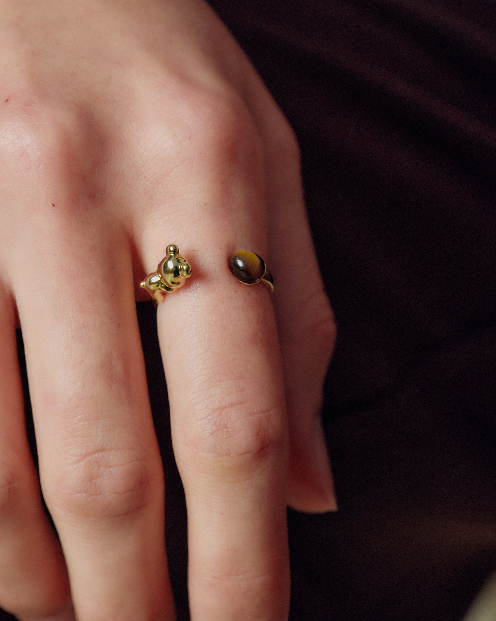Cuddly Bear Ring on model hand styling - FREQNC atelier